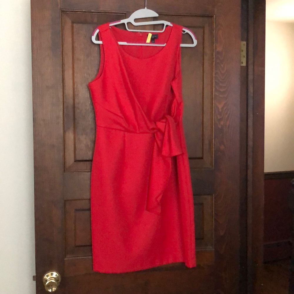 Red midi dress w/ tie [us 8]